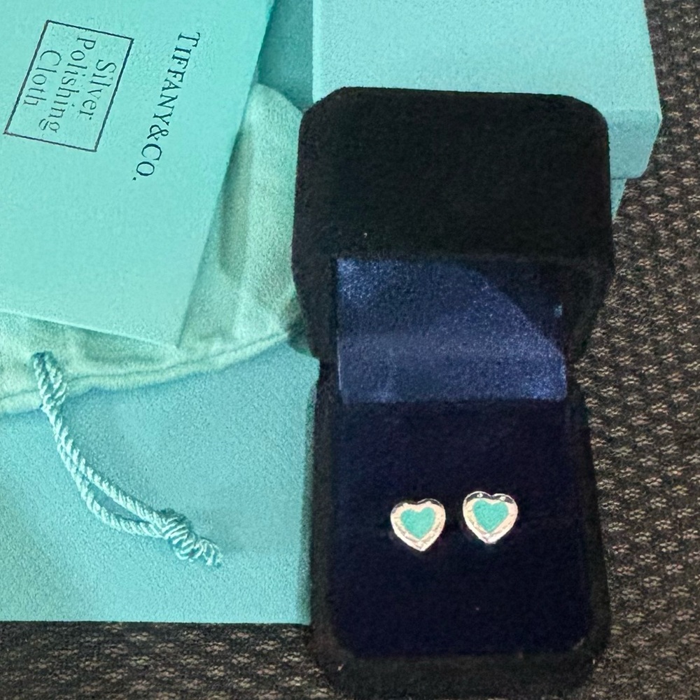 Tiffany & Co. Teal Heart Stud Earrings